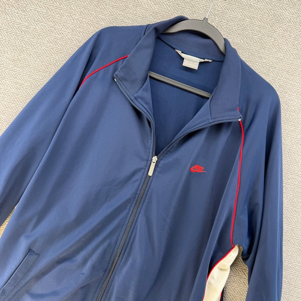Nike Track Jacket XXL Navy Blue Polyester Full Zip Athletic Sportswear